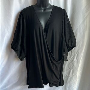 Torrid Black Wrap Blouse with Dolman Sleeves